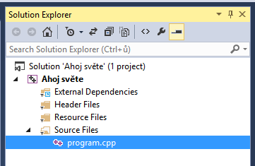 Visual Studio - Okno Solution Explorer
